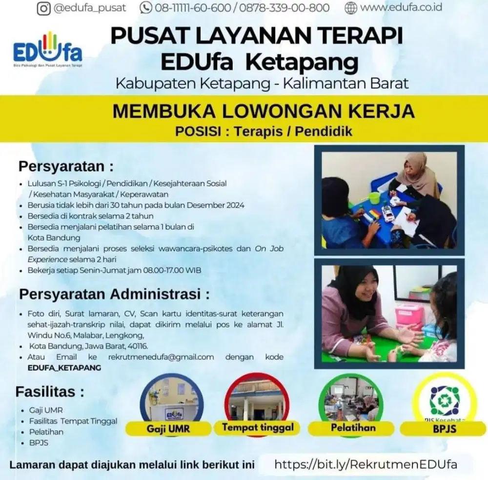 Loker Terapis / Pendidik / Guru / Okupasi / Wicara Di Ketapang Kalbar