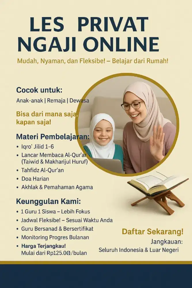 PRIVAT NGAJI ONLINE, BELAJAR NGAJI MUDAH DR MANAPUN!!