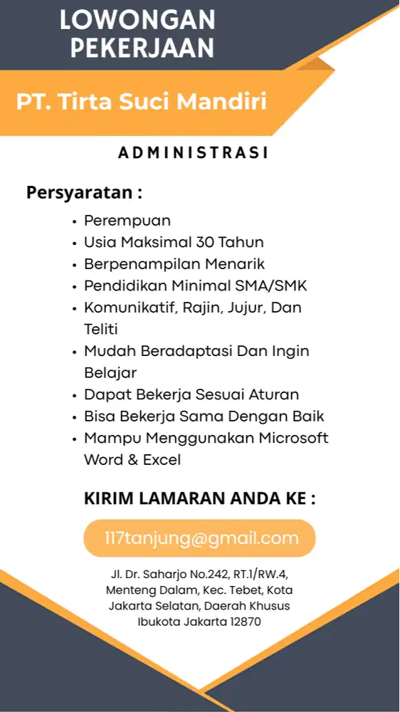 Lowongan Kerja Administrasi