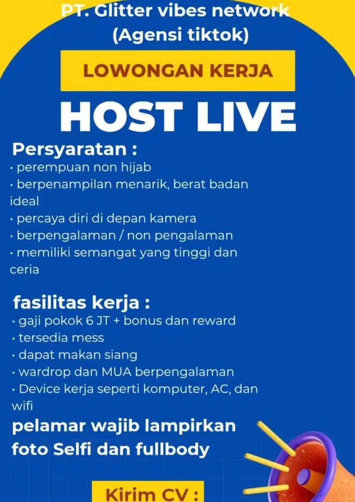 Tersedia loker host live& talent dance