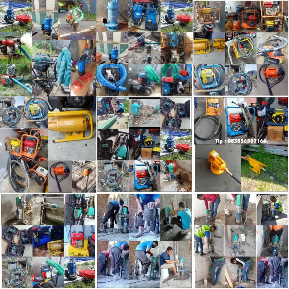 sewa. Jack hammer/dril. Alkon. Vibrator. Coring. Stamper. Genset. Blow