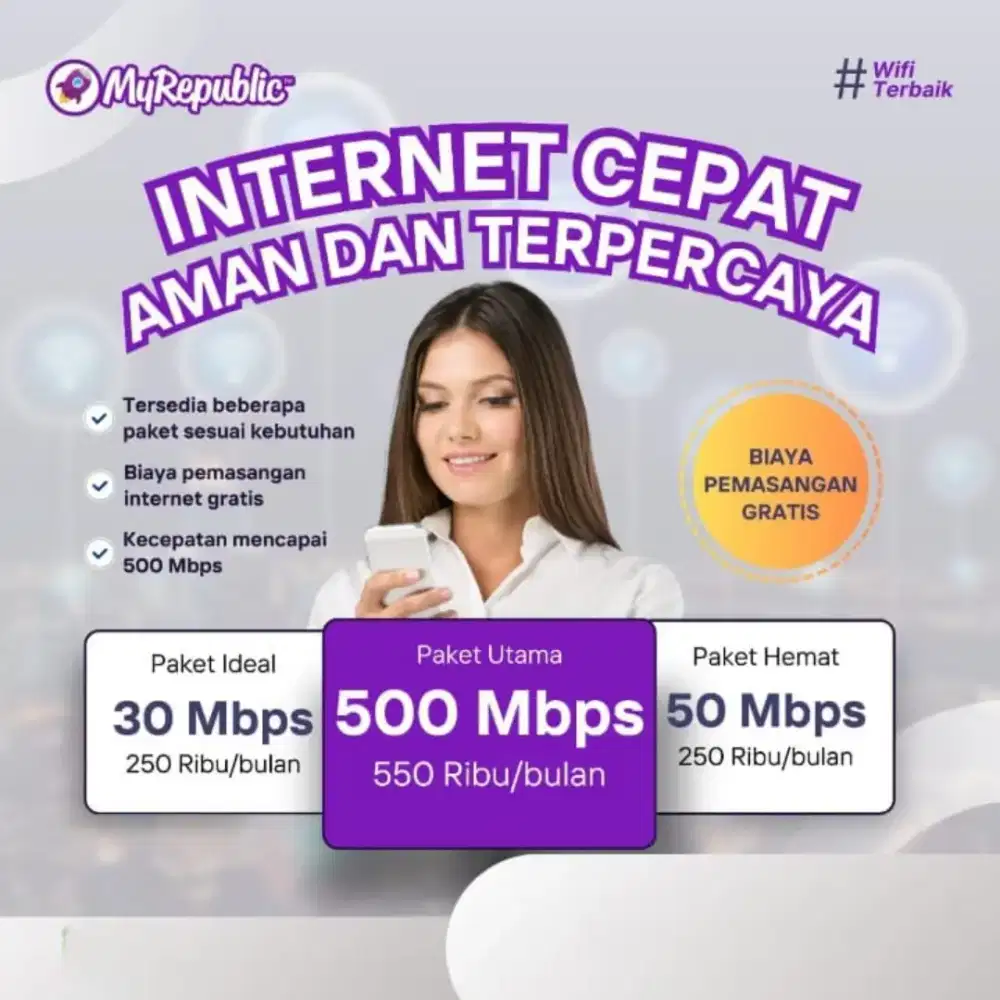 Pasang WiFi dan TV Kabel Murah Cepat MyRepublic Bandung