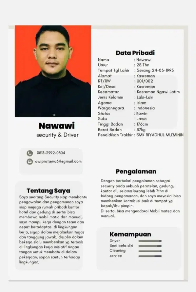 Cari kerja Security atau driver