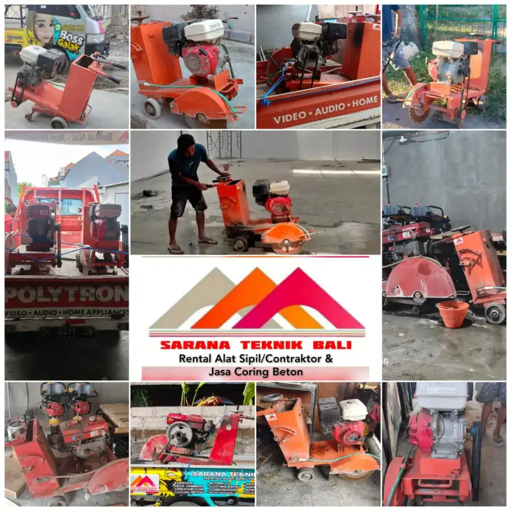 sewa. Stamper. Coring. Genset. Vibrator. Hammer dril. Cutting beton.