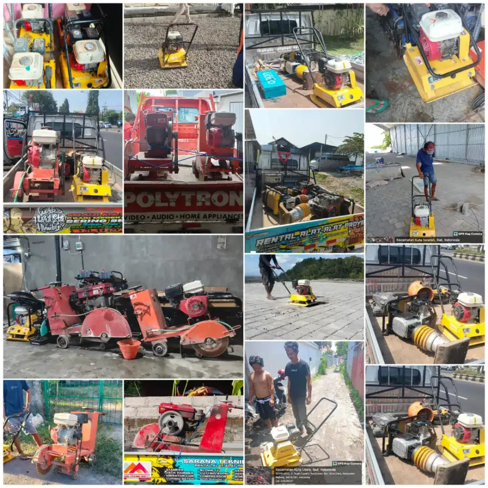sewa. Jack hammer/dril. Stamper. Coring. Cutting beton. Vibrator. Gens