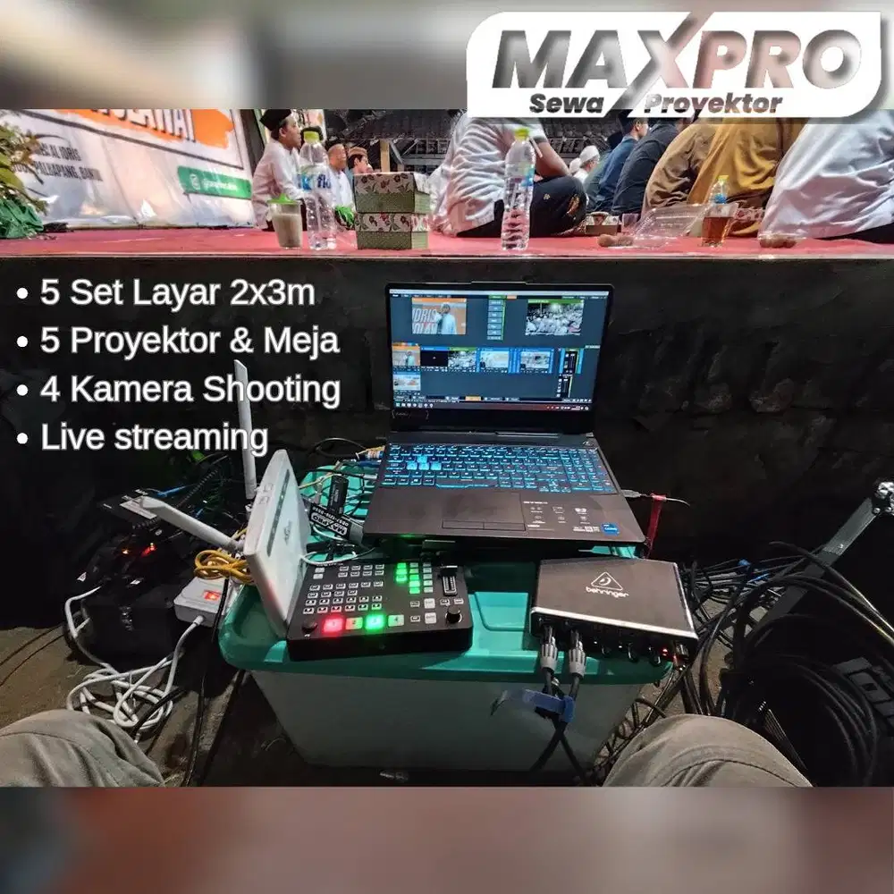 Jasa shooting live streaming YouTube layar lebar pengajian sholawat ha