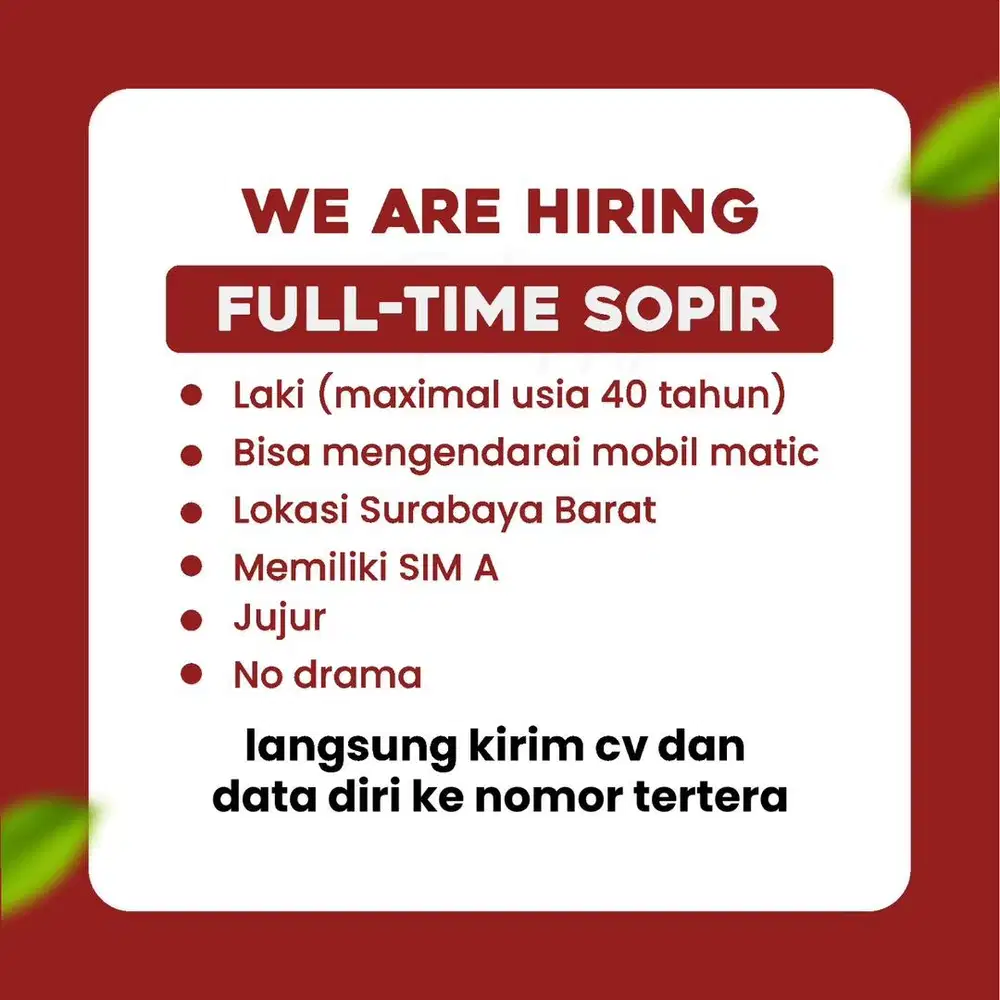 LOKER SUPIR PRIBADI