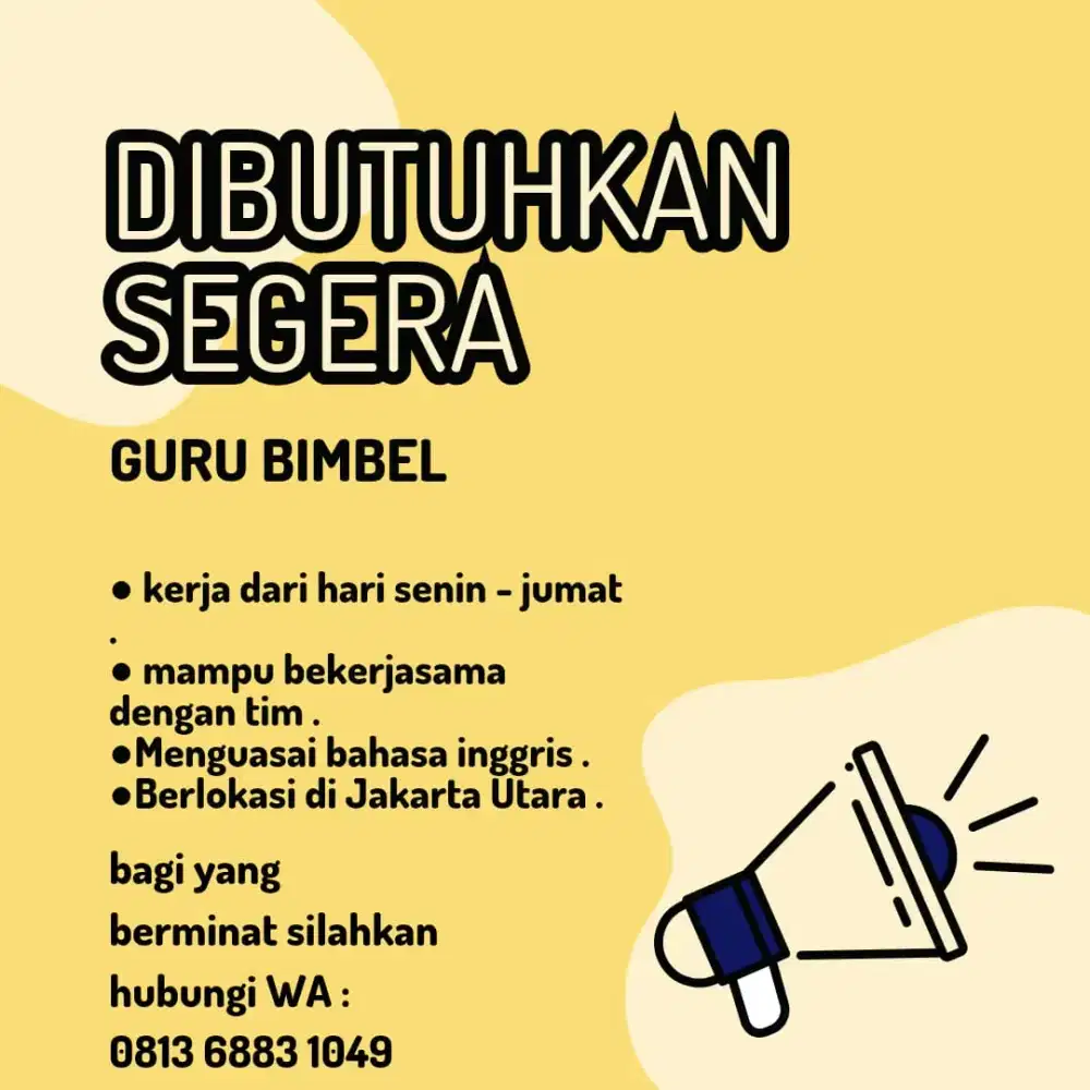 Lowongan pekerjaan guru Bimbel