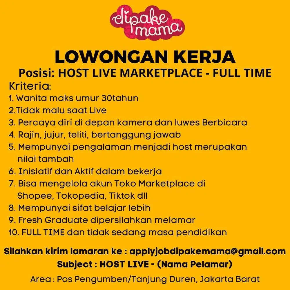 LOWONGAN KERJA HOSTLIVE