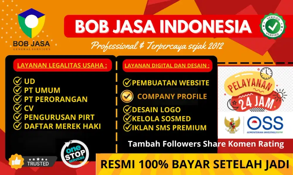 Jasa Pengurusan Pembuatan Pendirian PT Perorangan NIB CV UD OSS Bekasi