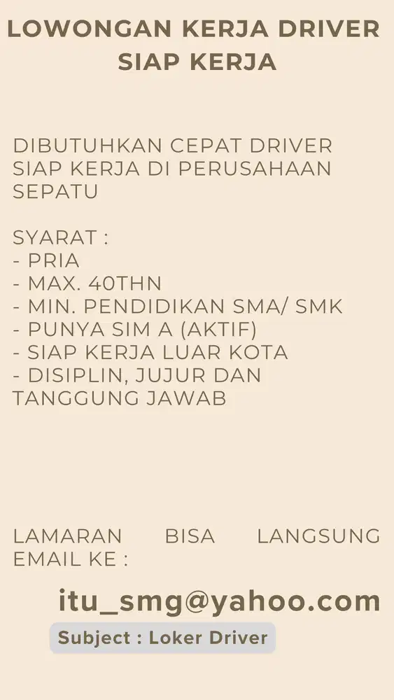 BUTUH CEPAT DRIVER