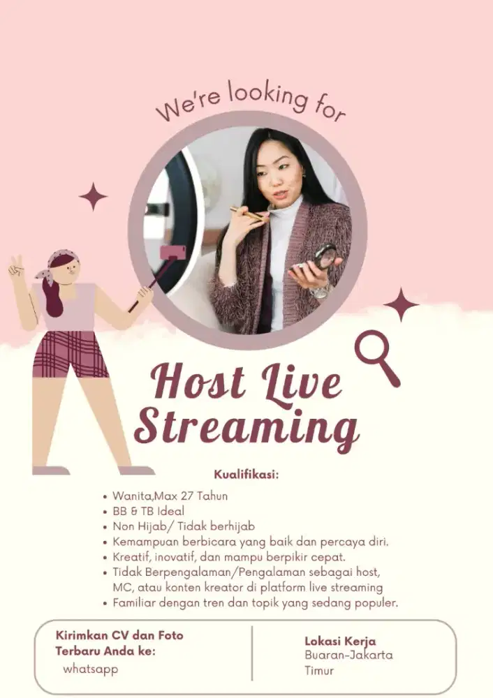 DIBUTUHKAN ADMIN & HOST LIVE STREAMING Baca deskripsi