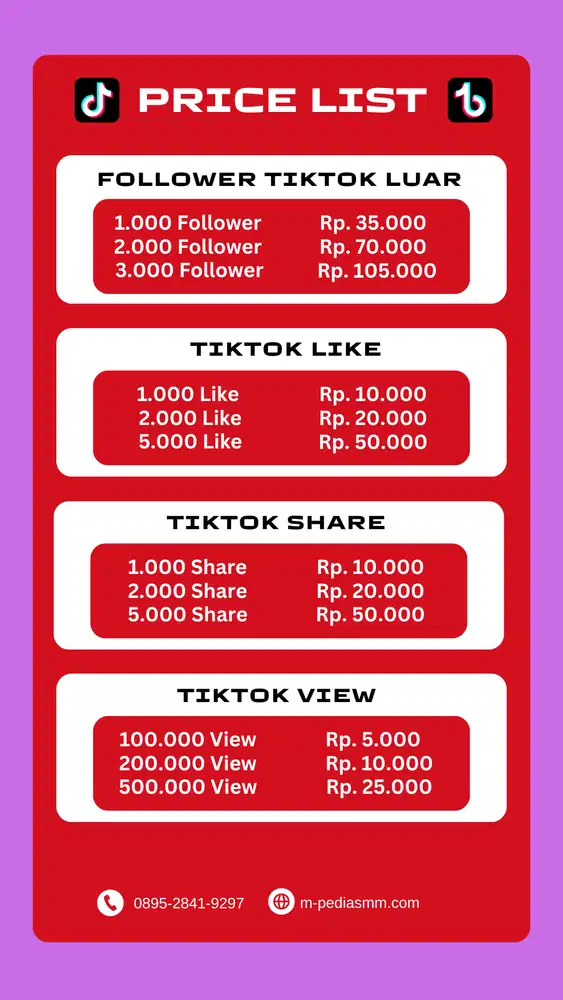 Jasa Tambah Follower Tiktok, like dan view Termurah