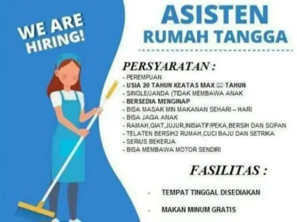 Lowongan art / Asisten Rumah Tangga Jakarta Barat
