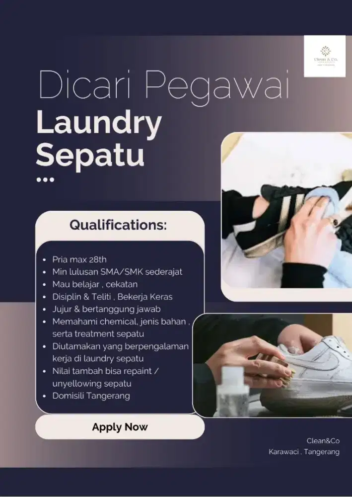 DICARI PEGAWAI LAUNDRY CUCI SEPATU