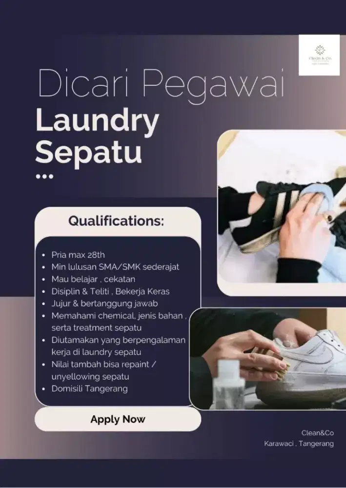DICARI PEGAWAI CUCI LAUNDRY SEPATU