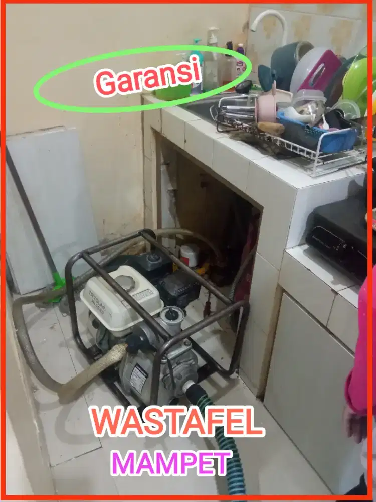 Wastafel tersumbat, servis pompa air, kuras tandon