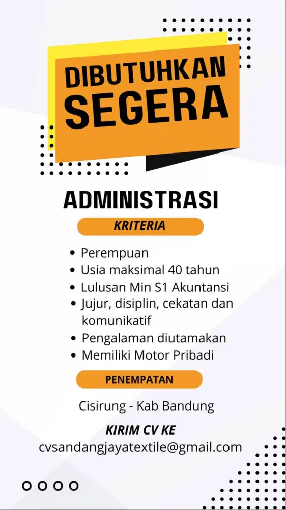 Lowongan kerja administrasi