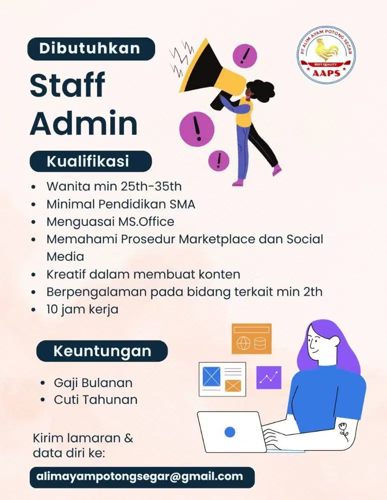 LOWONGAN KERJA ADMIN WANITA MAKS 35TH JAKARTA UTARA PADEMANGAN
