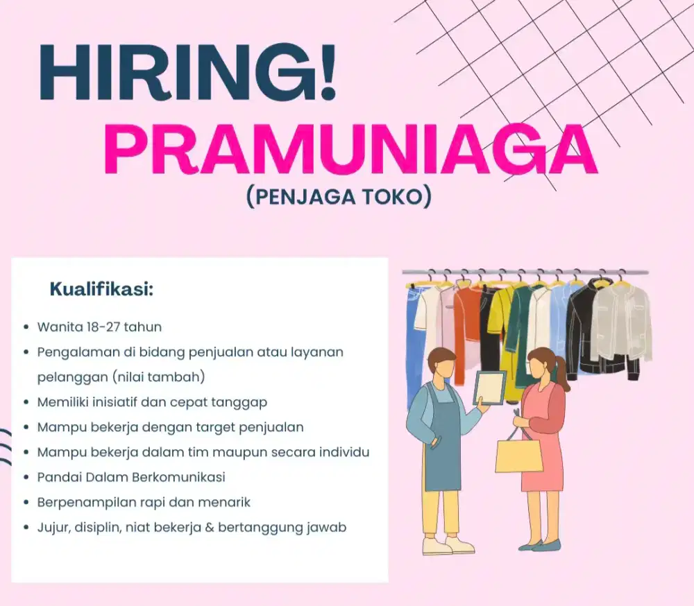 Lowongan Kerja Wanita - Posisi Jaga Toko