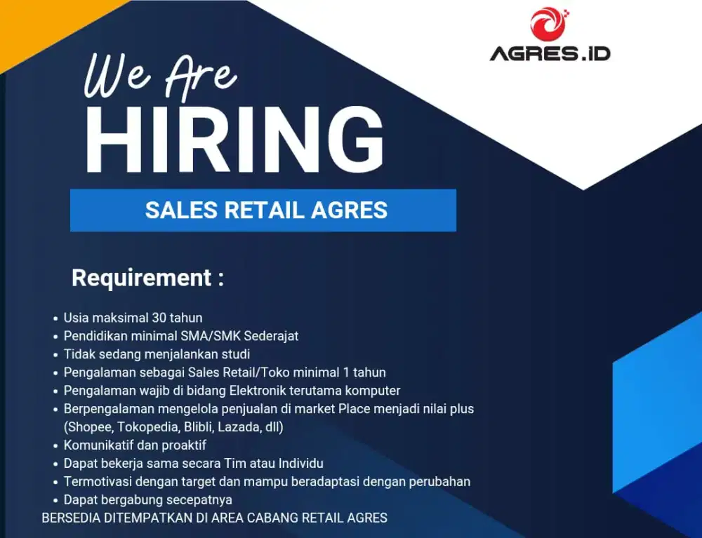 We Are Hiring Sales Retail