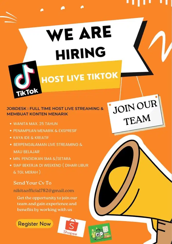HOST LIVE STREAMING BERPENGALAMAN (KHUSUS SHIFT MALAM)