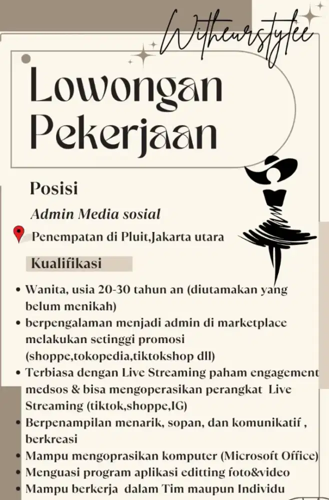 Lowongan Kerja Khusus Wanita Sesuai Di Gambar