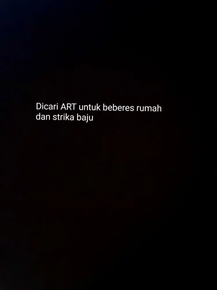 Dicari asisten rumah tangga untuk menginap