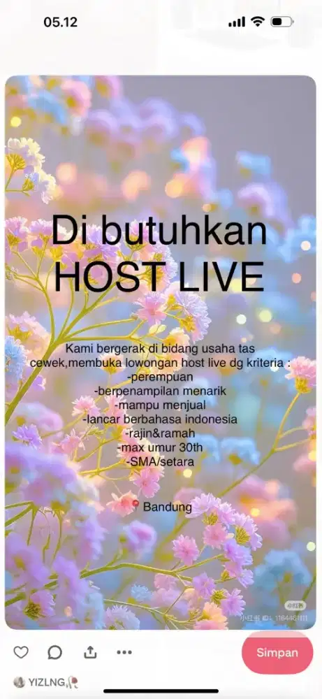 Lowongan host live