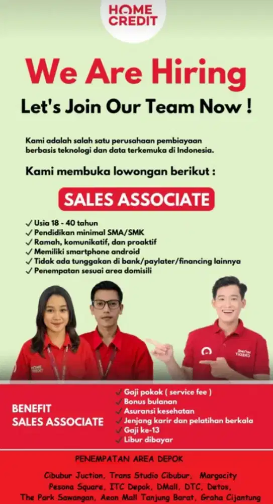 Dicari ingin yang ingin menjadi Kandidat Sales Agent Homecredit Indo