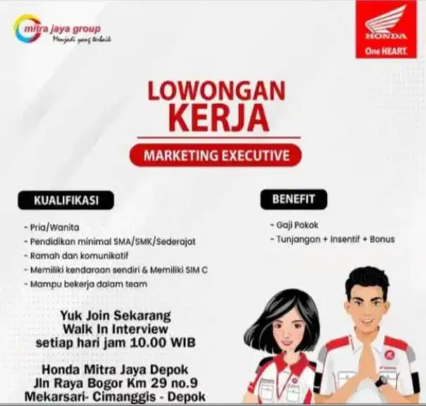 LOWONGAN KERJA HONDA MITRA JAYA