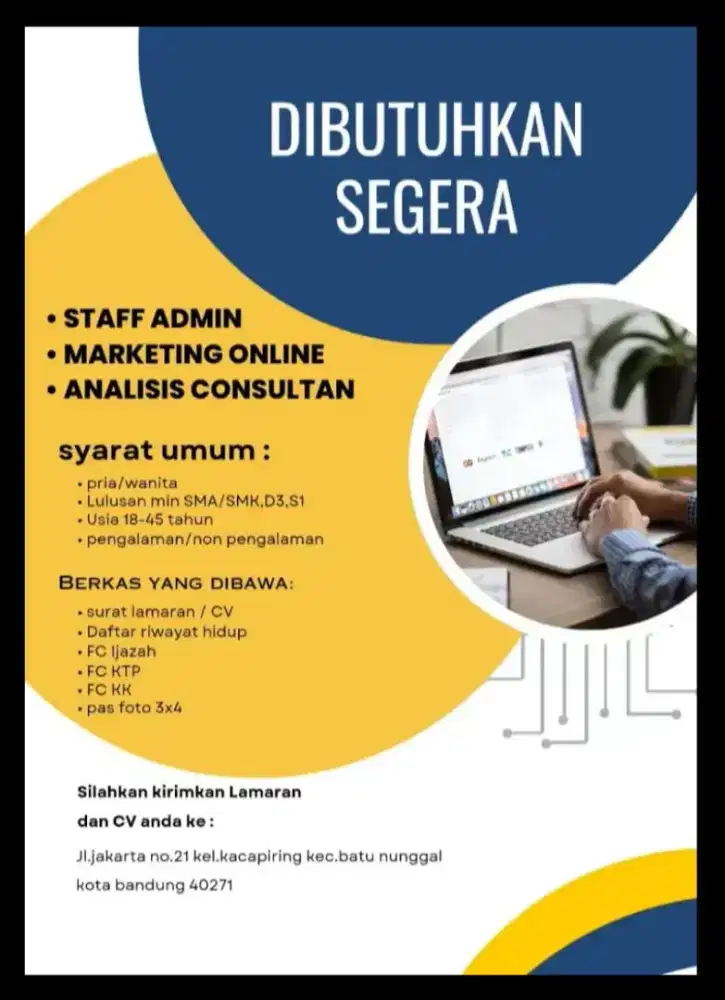 Lowongan pekerjaan pria/ wanita