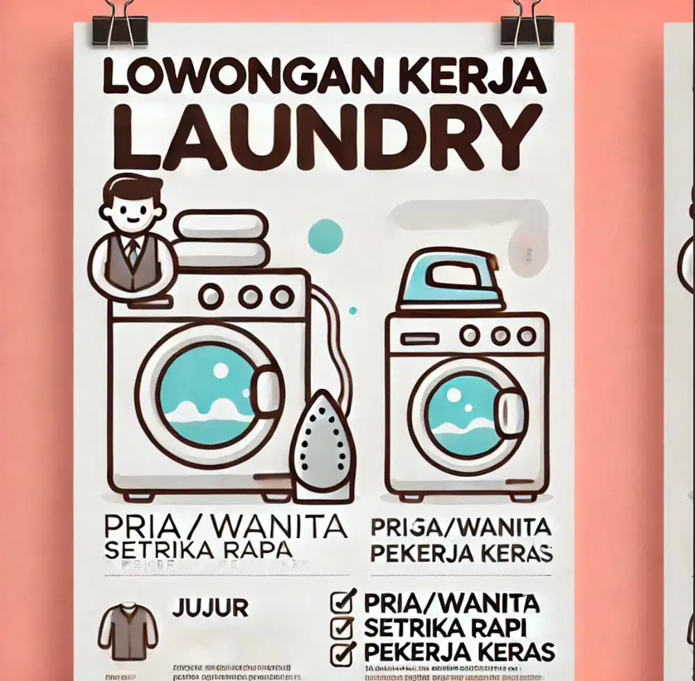 Dicari freelance setrika laundry