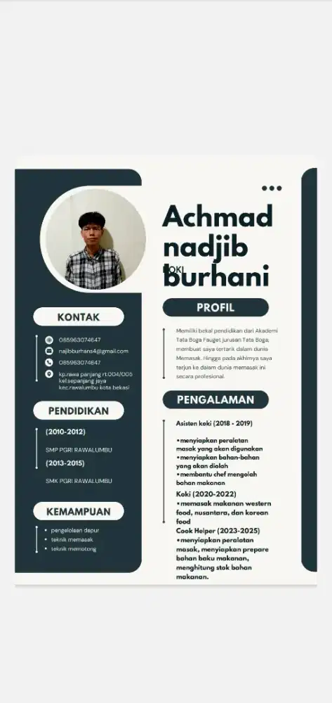 Mencari pekerjaan head kitchen/cook