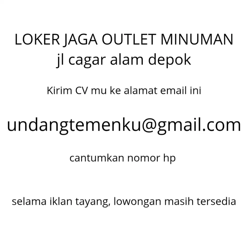 Lowongan pekerjaan jaga outlet minuman ( ruko ) laki laki