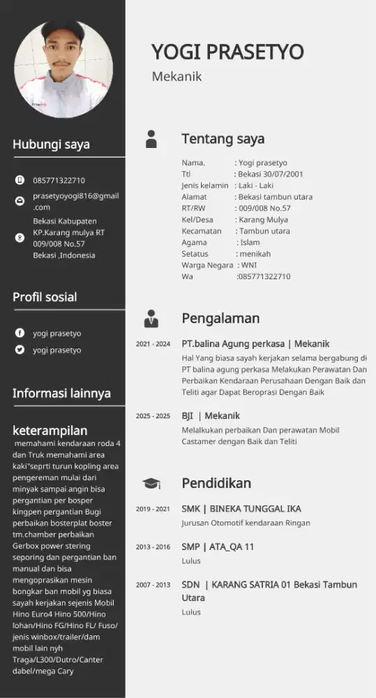Mencari Pekerjaan di bidang apa aja Besik otomotif