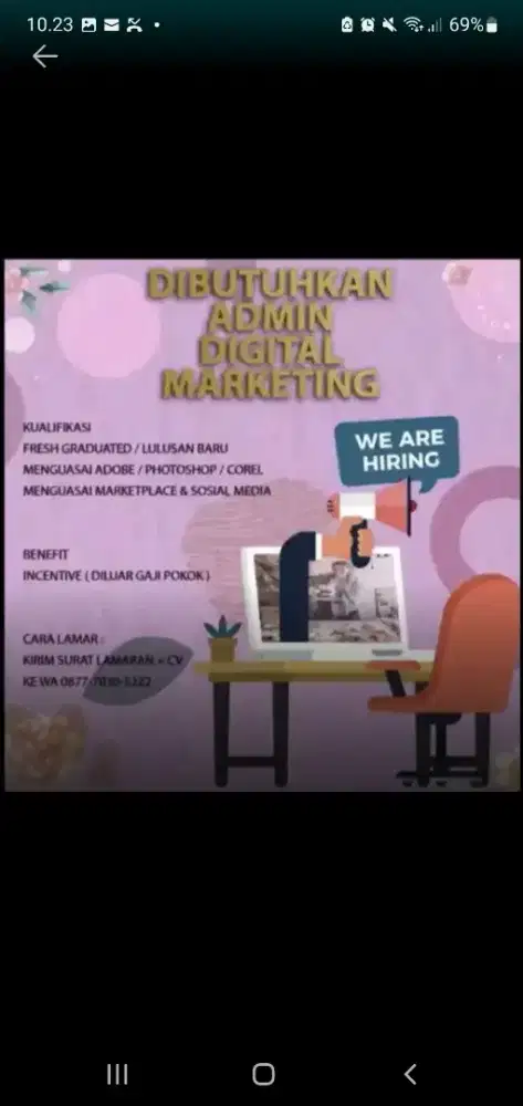 Lowongan kerja Admin Digital Marketing