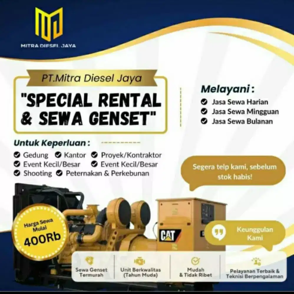 Sewa Genset & Rental Genset (Jabotabek) Murah Meriah!