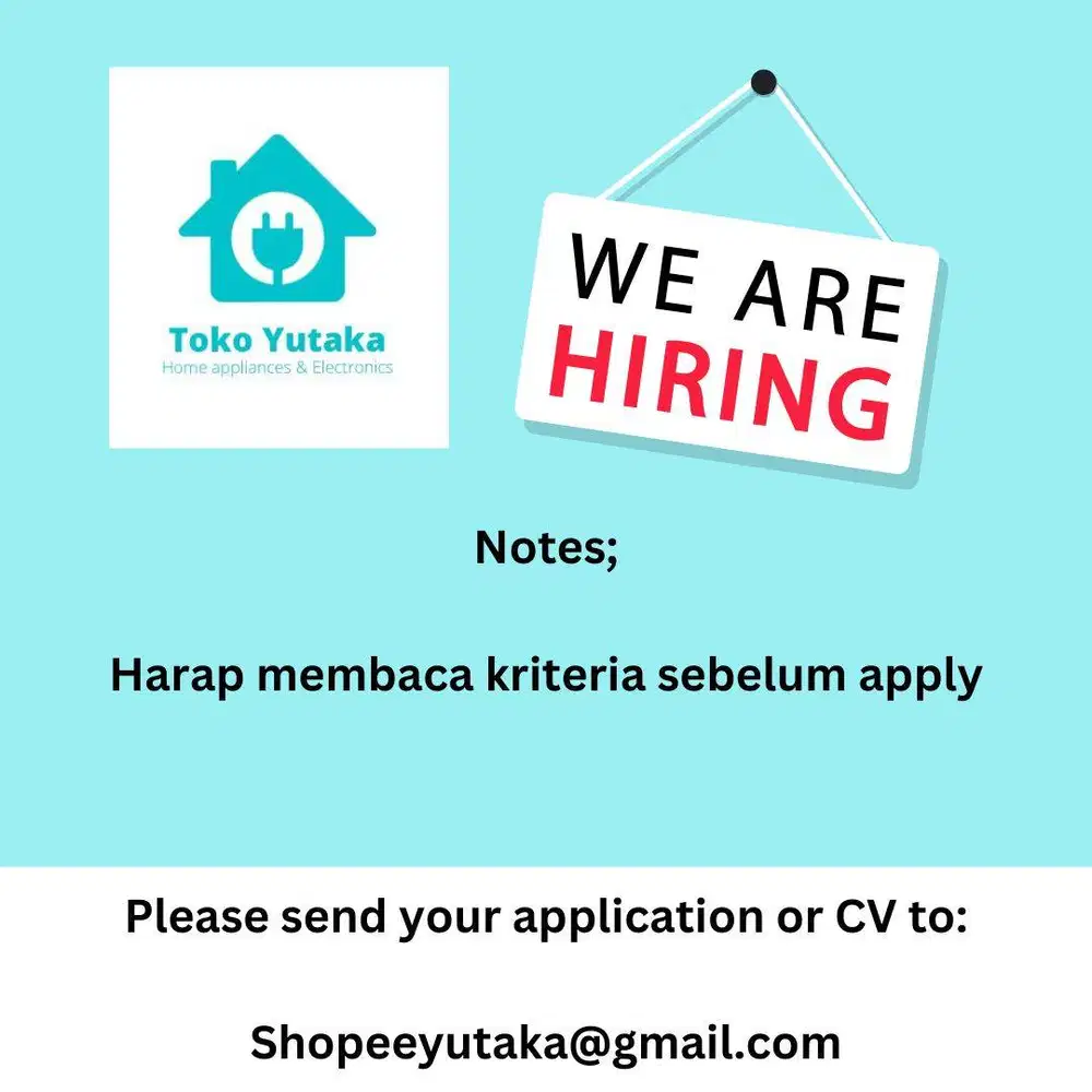Dicari Admin online shop shopee dan tiktok