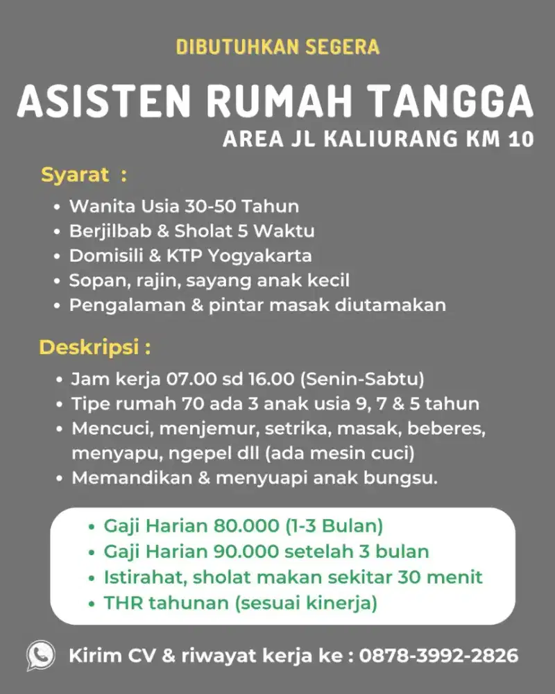 Dibutuhkan Asisten Rumah Tangga