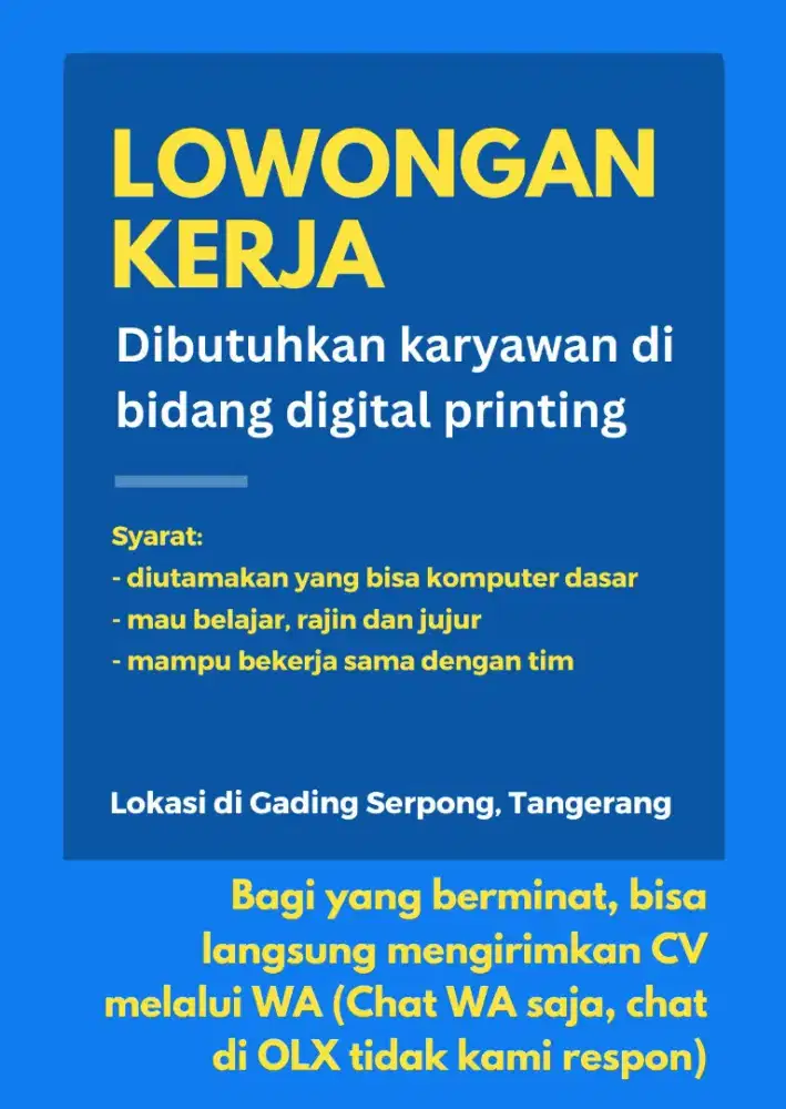 Lowongan Kerja Digital Printing