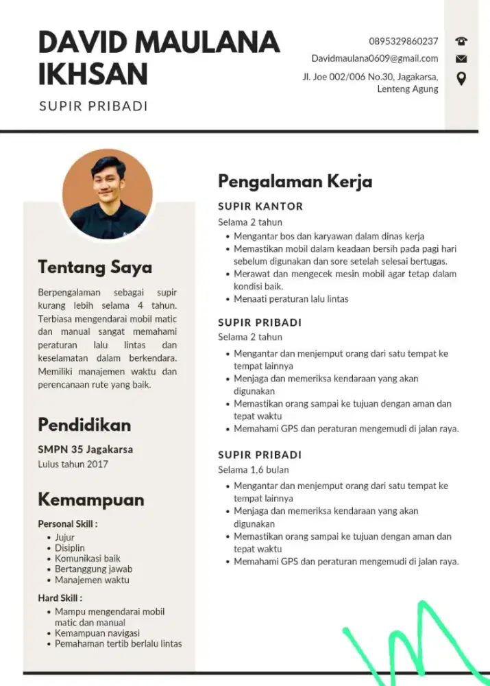 Mencari lowongan driver pribadi