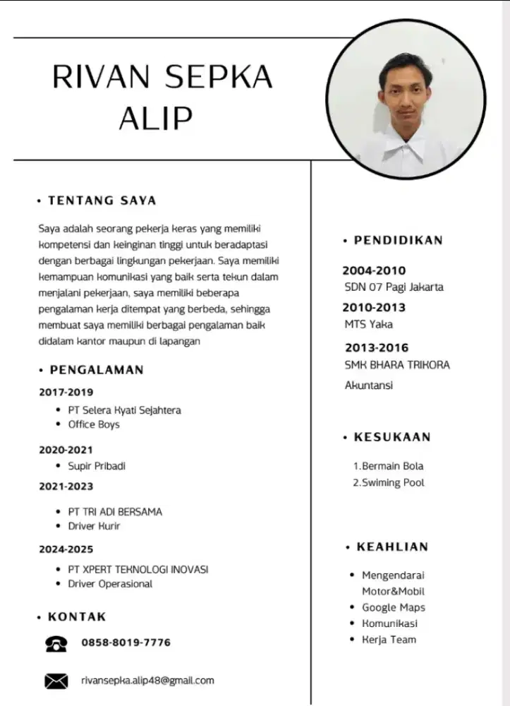 Mencari Pekerjaan Supir/Driver