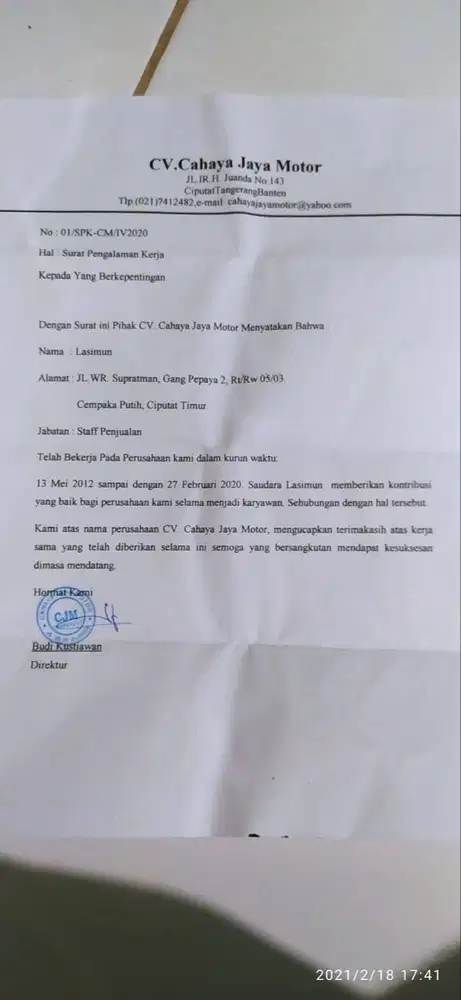 Cari kerja di bengkel atau lainnya