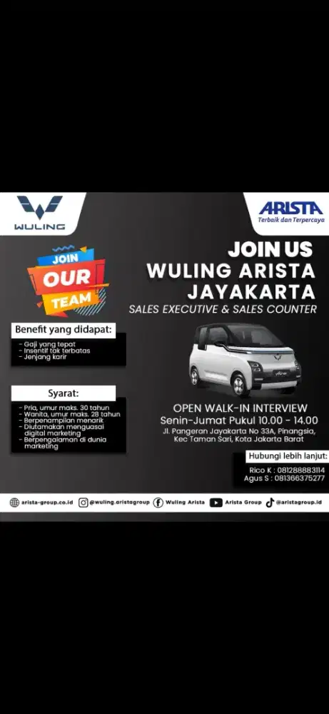 LOWONGAN KERJA WULING JAYAKARTA