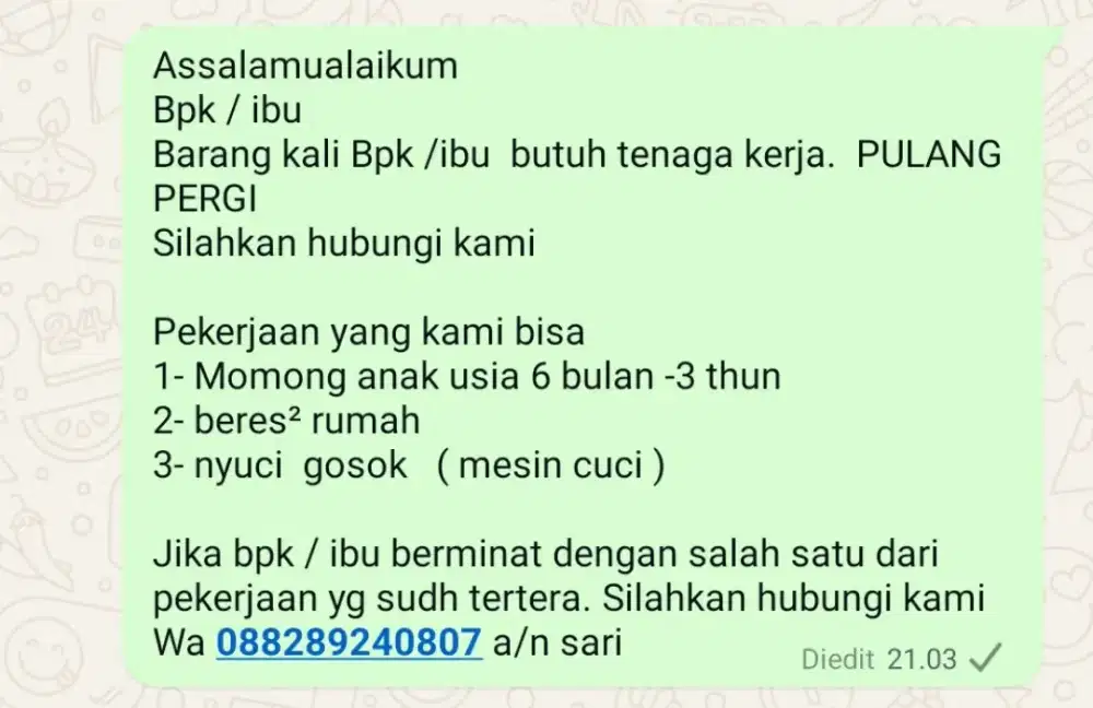 CARI KERJAAN RUMAHAN. UTAMAKAN YG BISA PP