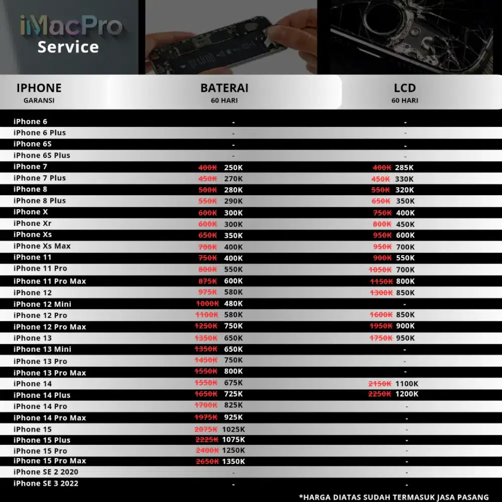 Service iPhone Terpercaya – LCD & Baterai Asli, Harga Terjangkau!