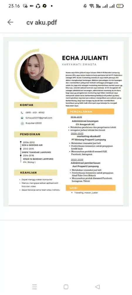 cari pekerjaan dibandar Lampung