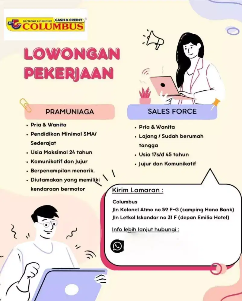 Dibutuhkan Pramuniaga dan Sales Force
