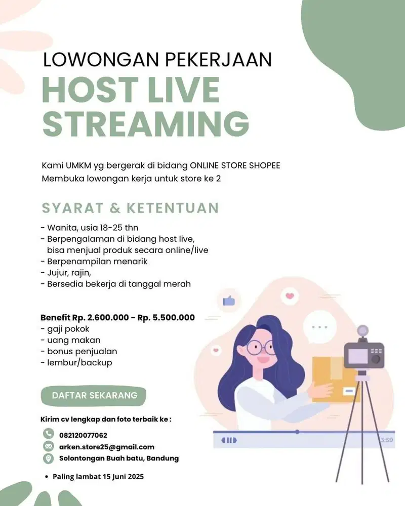 HOST TOKO ONLINE, LAMAR MAX 20 OKTOBER 2025 (KIRIM CV KE W4 TERTERA)